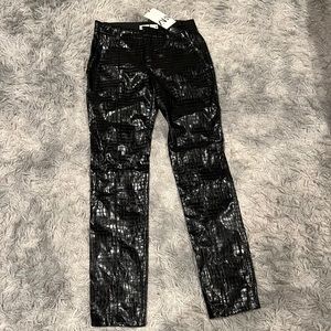 Black snake leather pants